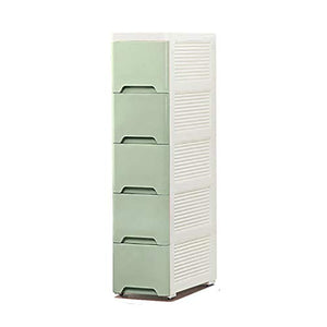 Lw Scaffalatura a torre con 5 cassetti in plastica, cassettiera armadio armadio bagno con ruote fessura armadio (colore: B1)