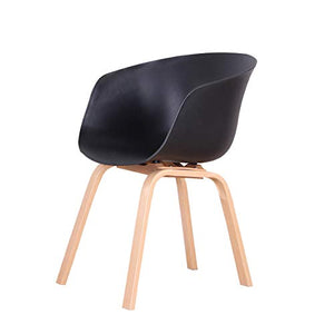 Sedie da pranzo da cucina con braccioli Design ergonomico Sedie da scrivania per ufficio a casa per sala da pranzo Soggiorno Mobili per la casa Sedia da gioco Set di 2/4/6 (Black - Wooden Legs)