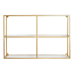Semplicità Elegante Scaffale Scaffalature Sospese a Parete Scaffali in Ferro Art Glass Partizioni Libreria Scaffale Multifunzione, 2 Strati, HJJ, Oro, 70X20X50CM