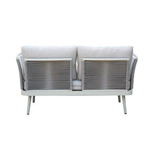 Milani Home s.r.l.s. Salotto da Giardino in Alluminio Rivestito di Corda con Cuscini per Esterno (4 posti, Grigio Chiaro)