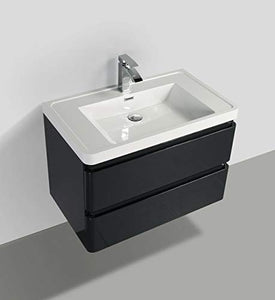 Yellow shop - Mobile Bagno Sospeso Cm 80 in Legno Completo di Lavabo in Marmoresina con E Senza Specchiera A LED Modello Meg 800 Varie Colorazioni (Graphite Lucido (Mobile + Lavabo))