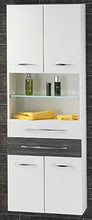 FACKELMANN Armadietto doppio SCENO/cerniere ammortizzate e chiusura soft close/Dimensioni (L x A x P): ca. 60 x 175,5 x 36 cm/Cerniera della porta a scelta / corpo: bianco/parte anteriore: bianco/cassetto inferiore: nero