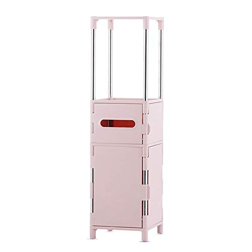 YLLHK Mobiletto da Bagno, Mobile a Colonna da Bagno, Armadio Multiuso per Bagno e Cucina, Stretto, per Nicchie, 75x20x20 cm (Rosa, Blu, Albicocca, Colore Misto),Pink
