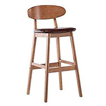 HYY-YY Kitchen Bar Sgabello Alto con Schienale poggiapiedi da Pranzo in Legno Cuscino Presidenza di Cuoio PU Artificiale, Altezza Seduta 75 Centimetri Retro Bar Sedia Design (Colore: Marrone)