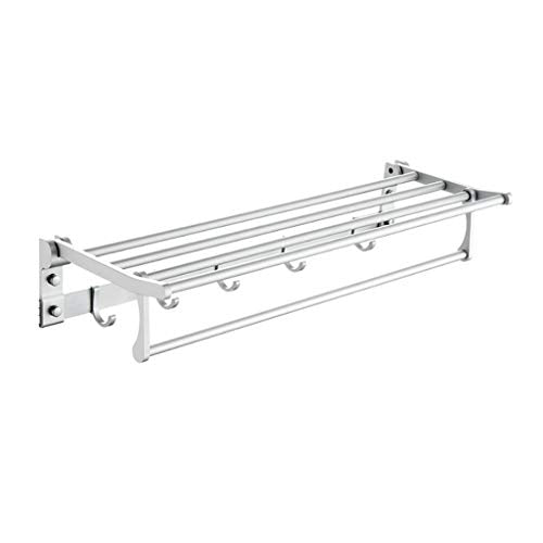 Portasciugamani Alluminio di alta qualità Towel Rack pieghevole Titolare del tovagliolo montato stoccaggio Scaffale con 5 ganci mobili della stanza da bagno stand Porta Salviette ( Dimensione : 60cm )