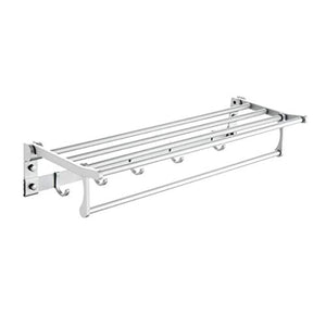 Portasciugamani Alluminio di alta qualità Towel Rack pieghevole Titolare del tovagliolo montato stoccaggio Scaffale con 5 ganci mobili della stanza da bagno stand Porta Salviette ( Dimensione : 60cm )