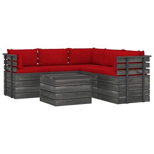 FAMIROSA Set Divani da Giardino su Pallet 6 pz con Cuscini Massello Pino-1905