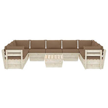 SKM Set Divani da Giardino su Pallet 10 pz con Cuscini Legno Abete (197.9kg) Grigio Talpa