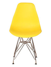 Sedia da pranzo in plastica modellata con base in metallo e gambe in acciaio per soggiorno, camera da letto, sala d'attesa, ufficio, caffè, reception, set da 4 (giallo)