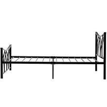 Wealthgirl - Struttura moderna per letto singolo, 90 x 190 cm, in metallo, con testiera per bambini, adolescenti, adulti, colore: Nero