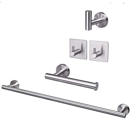 XUFAN 5 pezzi kit da bagno hardware, spessa in acciaio inox portasciugamani Set, tra cui 16 pollici tovagliolo di mano Rack + Toilet Paper Rack + 3 tovagliolo di bagno Ganci, accessori for il bagno po