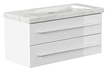 Mobile bagno marmo Bianco Carrara Damo 100cm,senza foro, bianco lucido