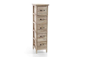 GICOS IMPORT EXPORT SRL Mobile cassettiera in legno colore naturale 5 cassetti decorata home 26 * 32 * 98 cm shabby chic EDT-793295