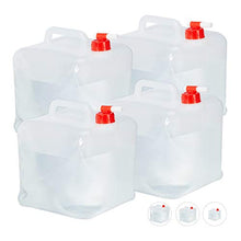 Relaxdays Tanica Pieghevole, Set 4 Contenitori, Rubinetto,Coperchio Svitabile, Manico, BPA-Free, 10 L, Trasparente/Rosso