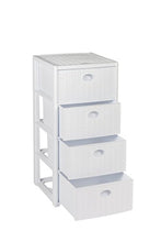 Cassettiera in plastica effetto rattan, con 4 cassetti, a rotelle, Dimensioni: 40 x 40 x 81 cm, bianco