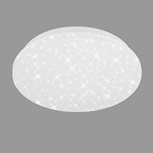Briloner Leuchten - Plafoniera LED 3388-016, fantasia a stelle, Luce bianca 4000K, LED integrati 8W 900Lm, Ø22cm, Lampadario per camera o soggiorno, Lampada da soffitto bianca rotonda, plastica