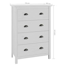 GOTOTOP Mobiletto con 4 cassetti, cassettiera Bianca in Legno di Pino Massiccio, per Soggiorno, Ingresso e Camera da Letto, 79 x 40 x 110 cm, Colore: Bianco