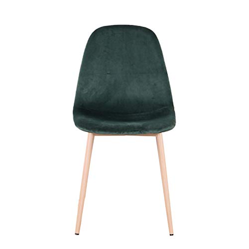 Sweethome - Set di 4 sedie da pranzo in velluto con gambe in metallo verde scuro, in morbido tessuto, completamente imbottite, per soggiorno e salotto