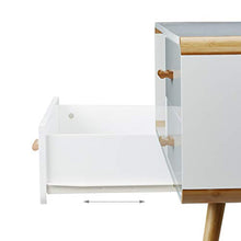 Relaxdays 10020980 Credenza con Angoli Arrotondati 2 Cassetti Mobile Lungo Basso per TV con Gambe HxLxP: 48 x 120 x 40 cm Bianco