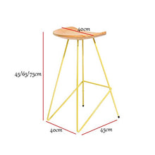 LWW Sgabelli, Legno Sgabelli poggiapiedi pranza le sedie da cucina/Pub/Bar Moderna Semplicità Bar Sgabello Alto Pine seduta gambe giallo metallo, portata massima di carico 100 Kg, Altezza 45/65 /