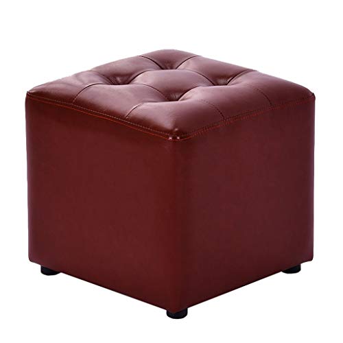 Mobili per la casa e Giardino Sgabello Quadrato trucco丨Sedile ottomano in Ecopelle Giocattolo Sgabello tappezzato丨Panca Scarpa cambia-36x36x33cm, Rosso Scuro Ottomani da Cucina