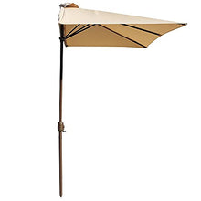Ombrellone A Mezzaluna Esterno 2.7 M * 1.4 M Tenda da Sole in Poliestere con Manovella Base Non Inclusa, per Giardino Terrazza Patio LDFZ