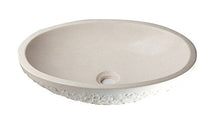 Yuchengstone Grande lavabo in pietra arenaria, forma ovale, colore: beige, parete esterna con belle strutture grezze, pezzo unico, dimensioni 50 cm, larghezza 34,6 cm, altezza 12,5 cm, peso ca. 11 kg
