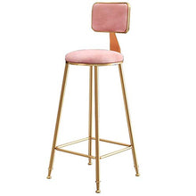 LWW Sgabelli, Bar Sgabelli Chair On-Trend Kitchen And Breakfast Sgabello con Schienale Tessuto in Velluto Rosa Europea Moderna,65 cm,65 cm
