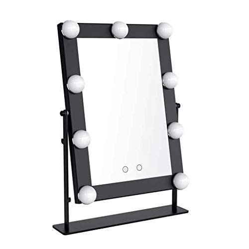 Specchio con luci per Tavolo da Trucco Specchio da Trucco per Trucco con 9 lampadine a LED dimmerabili Intorno allo Specchio da Barba per Bagno Specchio Decorativo Nero con Controllo tattile