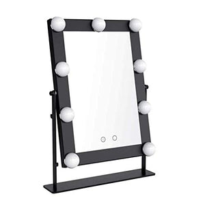 Specchio con luci per Tavolo da Trucco Specchio da Trucco per Trucco con 9 lampadine a LED dimmerabili Intorno allo Specchio da Barba per Bagno Specchio Decorativo Nero con Controllo tattile