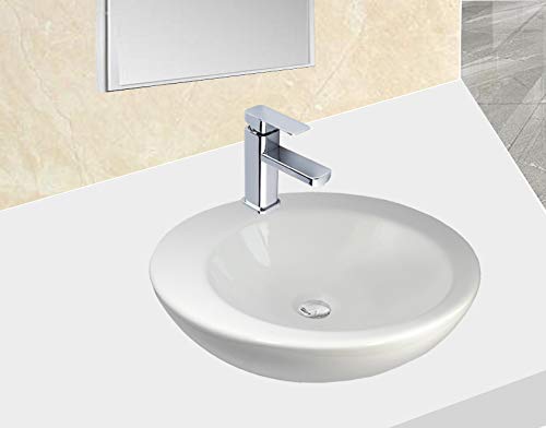 warenplus Vasque da Tavolo in Ceramica lavabo Bagno lavabo Vasca Quadrato Bianco 50 x 40 x 13,5