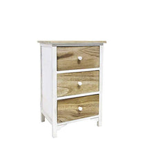 Rebecca Mobili Comodino Cassettiera 3 Cassetti Legno Paulownia Bianco Marrone Vintage Shabby Camera Bagno (cod. RE4460)