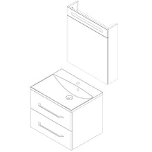 FACKELMANN B.Clever - Set di mobili da bagno, 2 pezzi, 60 cm, in frassino con lavabo in marmo e armadietto a specchio a LED