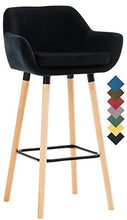 CLP Sgabello Bar Grant In Velluto Sfoderabile I Sedia Alta Cucina In Legno Di Faggio Con Cuscino Removibile, Colore:nero