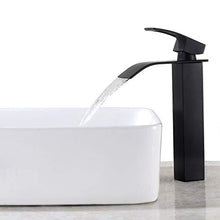 CECIPA Rubinetto Bagno Lavabo Alto con Maniglia Singola, Miscelatore Rubinetto Bagno Cascata con Acqua Calda e Fredda, Installato Accanto al Bacino, non in Alto, 252 * 45 * 45 mm Nero