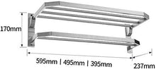 AINIYF Bagno Bagno Doccia mensola portasciugamani Bagagli a Parete Pieghevole in Acciaio Inossidabile 304 2 Tiers Doppio Stelo Punch Installazione Hanging, 3 Formati (Dimensioni: 495x237x170mm)