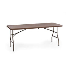 blumfeldt Burgos Family - Tavolo Pieghevole, Tavolo da Giardino, Apetto Rattan, Superficie Tavolo 178x73cm, 6 Persone, Materiali:Polietilene e Acciaio con Rivestimento a Polvere, 13kg, Marrone