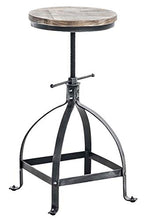 CLP Sgabello Design Industriale in Metallo Raja con Seduta in Legno - Sgabello Senza Schienale da Bancone Regolabile in Altezza 50,5-67 cm I S, Colore:Antico Argento