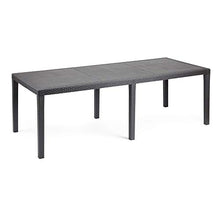 Tomaino Tavolo da Giardino allungabile in plastica Rattan 140/220 x 90 x 72h cm (Antracite)