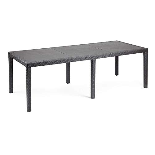 Tomaino Tavolo da Giardino allungabile in plastica Rattan 140/220 x 90 x 72h cm (Antracite)