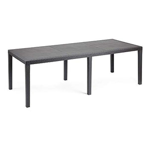 Tomaino Tavolo da Giardino allungabile in plastica Rattan 140/220 x 90 x 72h cm (Antracite)