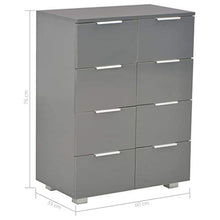 Montloxs Credenza con 8 cassetti, Cassettiera per Armadio, 60x35x76 cm, Grigio Lucido
