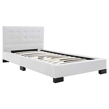 Festnight Struttura Letto Singolo Moderno a Doghe con Rivestimento in Ecopelle Bianco,Letto Singolo in Ecopelle Moderno,Letto in Ecopelle Bianco,Tleio Letto,Letto con Doghe 90x200 cm/120x200 cm