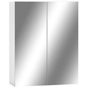 Tidyard Armadietto a Specchio Armadietto da Bagno con Specchio Mobiletto Pensile da Bagno con 2 Anta e 3 Ripiani 60x15x75 cm Bianco e Argento