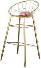LWW Sedie, Sedie in ferro battuto Sgabello nordico dorato Sedia da bar Sedia per il tempo libero Sedia da pranzo moderna e minimalista Sedia in filo metallico,Altezza seduta 65 cm