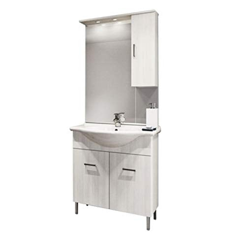 MOBILE BAGNO VENICE CM 75 CON LAVABO E SPECCHIO Larice Grigio