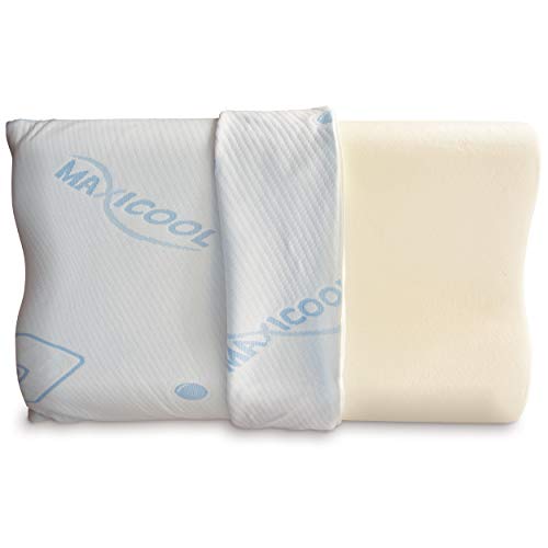 Baldiflex, Cuscino 100% Memory Foam per Cervicale, Rivestimento Maxicool, 40x70 Alto 11,5/9,5 cm, Ergonomico, Sfoderabile