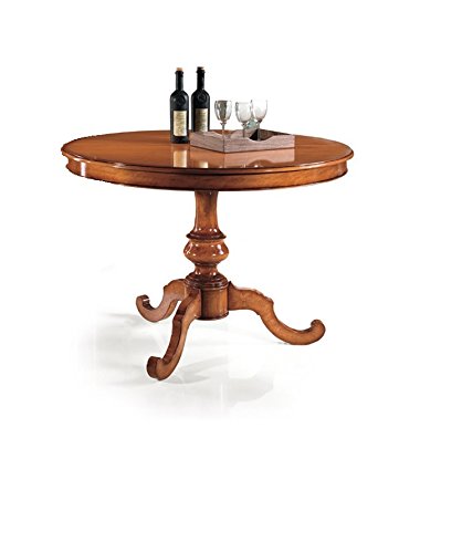 InHouse srls Tavolo con 1 allunghe da 40 cm,Arte povera, in Legno massello e MDF MOD.Rotondo - Mis. 100 Chiuso