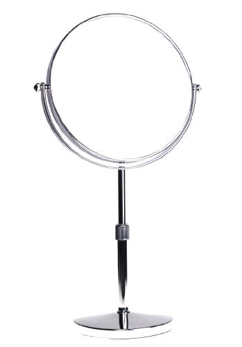 HIMRY Ingranditori 10X Specchi da Trucco, Regolabile in Altezza, Doppia Faccia, con Piedistallo, 8 Pollici Specchio Bagno da Tavolo, Specchio Rasatura, Specchio Cosmetico, Cromato, KXD3114-10x