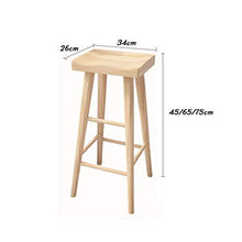 GYPPG Sgabelli Bar in Legno Sedia con poggiapiedi Sgabello Alto in Legno di Pino Ecologico Sedie Pranzo ergonomiche con Seduta Quadrata- 45/65 / 75cm Altezza Pub- Colore Legno